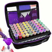 Estuche organizador de diamantes de pintura, organizador de lienzo actualizado con accesorios, 30 compartimentos, 60 compartimentos, 120 compartimentos, soporte a prueba de golpes para cuentas y suministros de arte, contenedor portátil para joyas con herramientas, kit multifuncional de manualidades y suministros de costura