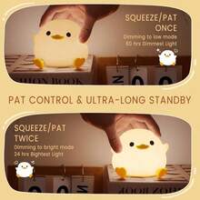Duck Lamp, Cute Pea Duck Night Light, 2 Levels Dimmable Ducky Night Lamp, LED Squishy Animal Light , Rechargeable Bedside Touch Silicone Lamp, Unique Dorm Decor Gift - Do Do Duck - 查看 2