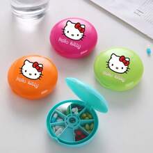 Sanrio 1pc Portable Capsule Box For Hello Kitty, Suitable For 7-Day Travel, 7-Grid Airtight Container For Storing Loose Beads, Desktop Jewelry Box Storage