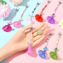 4 unidades Llavero con colgante de flor de ángel con cierre de langosta de aleación, 125 mm, material para hacer joyas DIY, para decorar mochilas, teléfonos, cajas, auriculares, espejo retrovisor del coche, regalo del Día de San Valentín