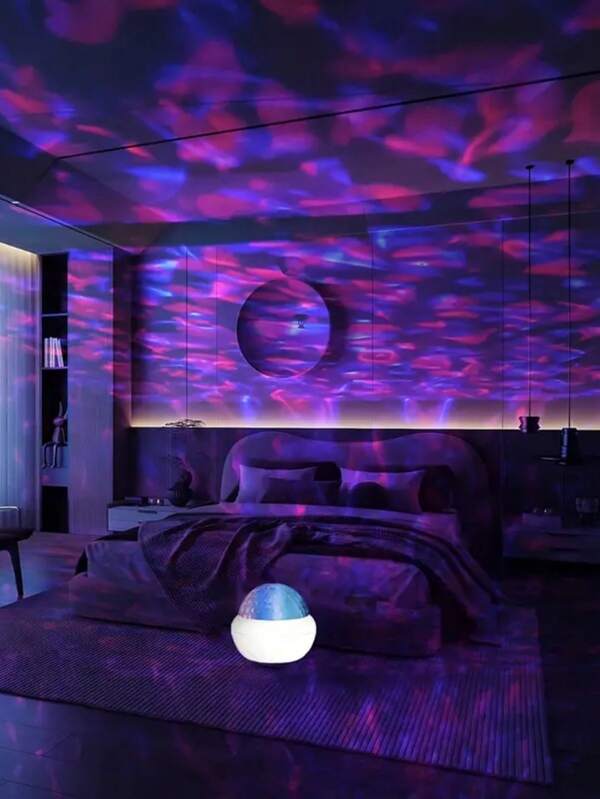 1pc Galaxy Auroras Magic Ball Light, USB Powered, Featuring Colorful Rotating Water Wave Design, Suitable For Bedroom And Living Room Decoration