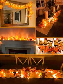 6 米/19.69 英尺秋季枫叶花环仙女灯，季节性装饰枫叶，适合秋季、感恩节、万圣节、壁炉、楼梯、墙壁、餐桌、户外露台家居装饰万圣节装饰秋季装饰房间装饰秋季装饰 - 彩色 - 查看 5