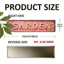 1 件复古粉色“花园”金属标牌，农舍风格家居墙面装饰，适合玄关或客厅，是乔迁新居礼物、花园装饰和趣味墙面艺术的理想之选。