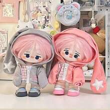 3pcs (Doll Clothes Only) 20cm Super Cute Rabbit Ear Hoodie Doll Clothes, Detachable Doll Outfit 3 Pieces Set, Suitable For Back To School, Graduation, Gifts, Parties, Holidays, Friends Birthday (Includes Glasses And Hanger) - Multicolor - View 3