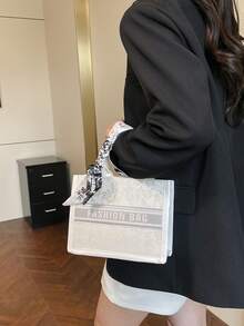 夏季时尚简约手提包，大容量，高品质，适合女士 - 白色 - 查看 4