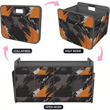 Homeve Car Trunk Organizer, Car Storage, Reinforced Handles, Collapsible Multi-Compartment Car Organizers, Foldable And Waterproof, 600D Oxford Polyester, Suitable Any Car, SUV,-Van, Black2025 - Black Orange - 查看 3
