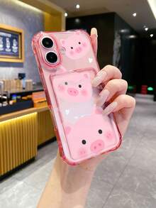 1个可爱粉色小猪元素防震TPU手机壳，兼容、OPPO、红米手机 - 彩色 - 查看 1