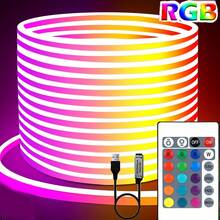 Bandă luminoasă decorativă pentru dormitor, 4,8 m, bandă luminoasă neon cu LED-uri RGB, telecomandă cu 24 de taste, lumini neon, design DIY flexibil pentru dormitor, living, jocuri, decorațiuni pentru petreceri, benzi neon LED, lumini LED, bandă LED, lumini LED pentru cameră, lumini LED 4,8 m - RGB - Vizualizare 8