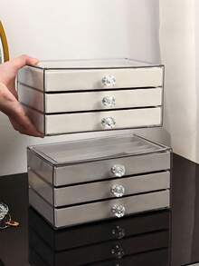 1 件多功能珠宝盒，3 层项链收纳盒，抽屉式家居珠宝收纳盒，适用于耳环、戒指、项链、手镯，适用于珠宝店和日常使用，容量大，是送给女性和女孩的理想礼物