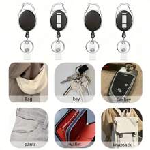 3 Pezzi Portachiavi con Colori Casuali, Vicloon Porta Badge Retrattile,Portachiavi,Moschettone per Chiavi, Tessera Identificativa,Targhette con Nome,Forniture Scolastiche,Torna a Scuola