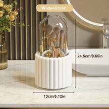 1 pièce Boîte de rangement pivotante à 360° pour porte-stylo, grande capacité pour ranger le maquillage, les pinceaux cosmétiques, les crayons, les rouges à lèvres, les crayons à sourcils. Organiseur de bureau, de maquillage, de soins de la peau, de papeterie, de vernis à ongles, décoration de chambre