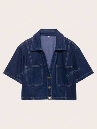 Women's Casual Denim Short Shirt, Spring/Summer