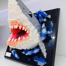 3D Wall Art Shark Eagle Bird Animal Micro Mini Building Blocks Set For Adults, Unique Home Wall Decoration Or Desktop Display, Suitable As Creative Birthday Gift Toy (1924 Pieces) Not Compatible With