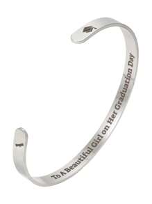 1pc Stainless Steel "Happy Graduation 2025" Adjustable C-Shape Bangle Bracelet, Fashion For Men And Women, Suitable For Daily Wear, Gatherings And Parties