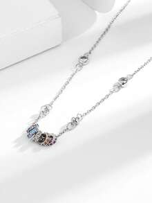 1 chiếc vòng cổ hạt cườm may mắn nhiều màu sắc bằng bạc sterling 925 đính đá Cubic Zirconia, món quà kỷ niệm thanh lịch dành cho bạn gái. - Chuyển cầu vồng - Xem 9