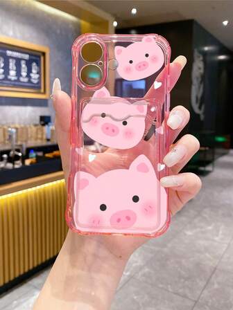1个可爱粉色小猪元素防震TPU手机壳，兼容、OPPO、红米手机