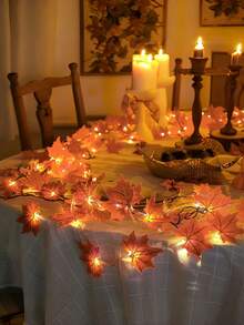 6 米/19.69 英尺秋季枫叶花环仙女灯，季节性装饰枫叶，适合秋季、感恩节、万圣节、壁炉、楼梯、墙壁、餐桌、户外露台家居装饰万圣节装饰秋季装饰房间装饰秋季装饰 - 彩色 - 查看 11