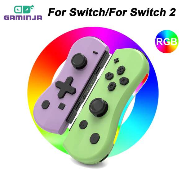 GAMINJA GAMINJA NS008 Wireless Gamepad, Supports Left/Right Controllers For, Side RGB Lights, L/R Handles Compatible With Switch Console, With Wake-Up & Screenshot Functions, Portable Design