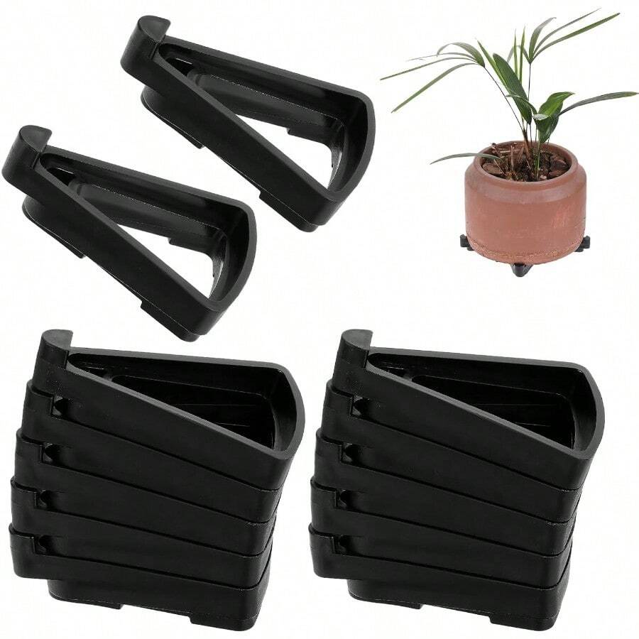 12 PCS Pot Feet For Outdoor Planters Plant Pot Feet Invisible Flower Pot Risers Toes Plant Risers For Pots Outdoor Prevent Stains And Water Damage Black - Black - View 1