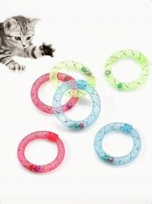 1 pieza/3 piezas/6 piezas Juguetes de autosatisfacción para gatos con forma de rosquilla, que contienen campanas, tubos flexibles, resortes y juguetes para lamer y morder, con sonidos lindos para todas las razas de gatos, fabricados de material plástico y sin necesidad de pilas