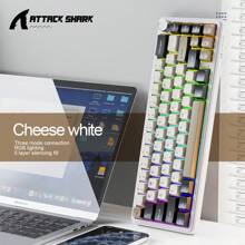 ATTACK SHARK ATTACK SHARK X66 Teclado Mecânico Sem Fio com Botão de Volume, Teclado Gamer 60% Bluetooth/2.4GHz/Com Fio, Backlight RGB, Teclas Coloridas Tri-Color PBT OEM, 66 Teclas Substituíveis a Quente para PC