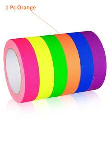 1 件/7 件霓虹灯胶带，夜光胶带，适用于紫外线派对、荧光紫外线黑光、6 种亮色布料装饰用品，适用于派对装饰、舞池、紫外线派对、剧院舞台、万圣节 - 0.6 英寸 X 16.5 英尺 - 彩色 - 查看 14