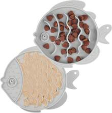 Coomazy Large Silicone Slow Feeder Dog Bowls, Interactive Puzzle Toy Pets Food Training, Keeps Dogs Busy, Prevents Puppy Overeating (Dark Green, Large: 3.2Cup) - Xám khói - Xem 4