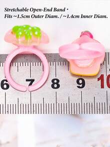 每盒 12 件，可爱卡通金色宝石和动物公主戒指套装，固定款式，含包装盒，珠宝配饰礼物，适合男女儿童。开学第一天。 - 彩色 - 查看 6