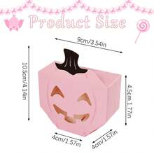 10/20 Pcs Halloween Party Favor Boxes Pink Pumpkin Paper Gift Box Trick Or Treat Theme Treat Boxes Gift Wrapping Box For Shower Halloween Party Decorations - Pink - View 2