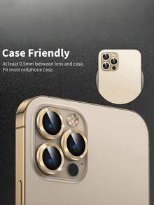 3pcs Camera Lens Protector Film/Sticker Compatible With IPhone 17/17 Air/17 Pro/17 Pro Max/16/15/14/13/12/11 Pro Max/15/16 Plus - Gold - View 2