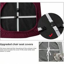 Seat Covers For Dining Room Chair Seat Slipcovers Kitchen Chair Covers (Beige, 4 Pcs) - 酒紅色 - 查看 10