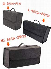 1 pieza Caja de almacenamiento de equipaje para coche de color negro, accesorios para coche. Caja de almacenamiento plegable de fieltro portátil para coche, caja de almacenamiento de herramientas para coche, opciones de múltiples tamaños
