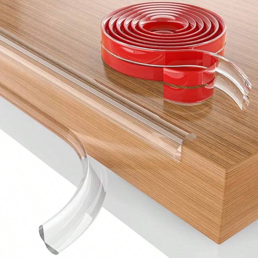 1 Roll Self-Adhesive Silicone Edge Protection Strip, Thickened Transparent Corner Guards, Suitable For Desktops, Walls, And Window Sills - Transparent - View 1