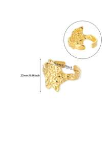 Waterproof Ring For Women Gold Color Stainless Steel Opening Rings Geometric Shell Flower Cute Ring Jewelry Daily Dainty Gift