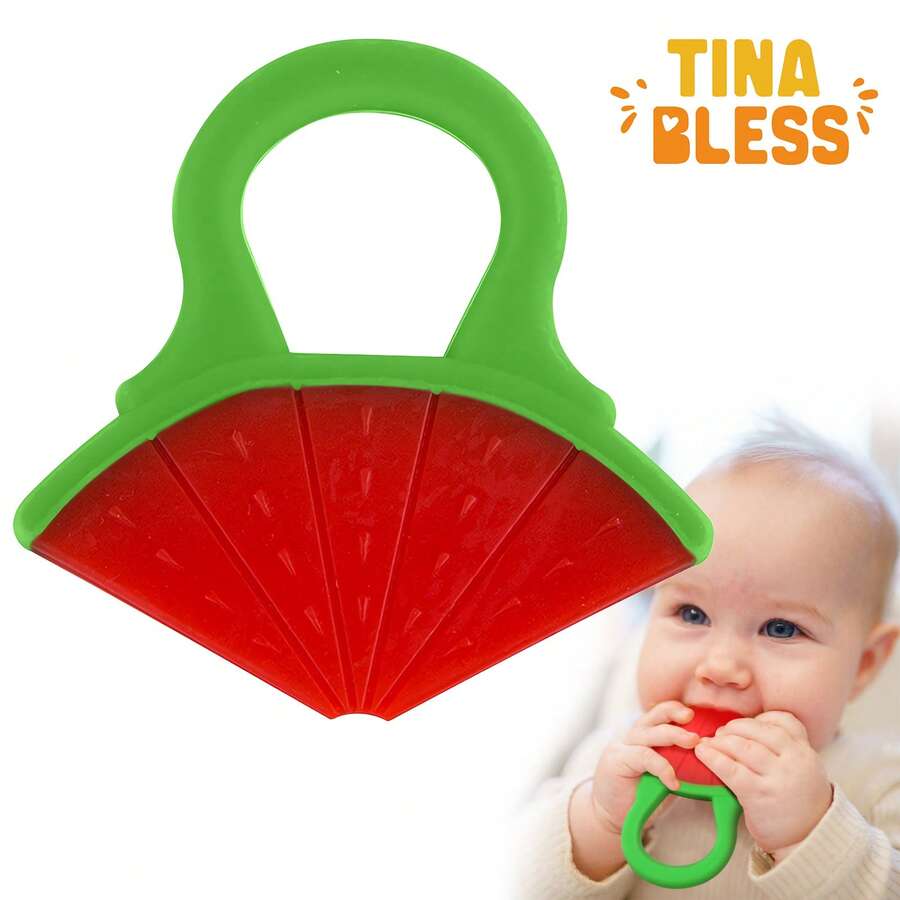 Tinabless 1 pieza Mordedor suave 3D y cepillo de dientes de plátano para bebé - Perfecto para las necesidades de dentición de su hijo - sandía - Ver 1