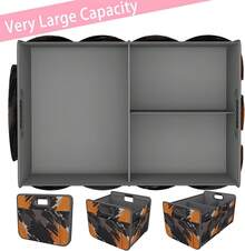 Homeve Car Trunk Organizer, Car Storage, Reinforced Handles, Collapsible Multi-Compartment Car Organizers, Foldable And Waterproof, 600D Oxford Polyester, Suitable Any Car, SUV,-Van, Black2025 - Black Orange - 查看 2