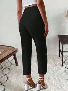 Petite Elegant Commuter Pleated Side Pocket Skinny Pants For Women