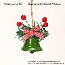 Christmas Bell Decorations, Metal Hanging Decor With Red Berries And Plaid Bow, Suitable For Holiday Tree And Wreath Decor, No Power Needed, Festive Wall And Entryway Decoration Christmas Decorations Winter Room Decor