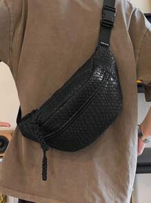 Woven Crossbody Bag, Versatile Shoulder/Sling Bag, Sports Mini Messenger Bag, Student Waist Pack
