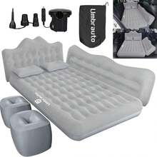 Truck Air Mattress Back Seat| Inflatable Car Camping Mattress Bed For Back Seat, SUV Blow Up Rear Seat Sleeping AirBed For Van Travel With Pump & Pillows - Xám - Xem 1