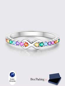 1 Pc 925 Sterling Silver Women Finger Rings Original Colorful Cubic Zirconia Shine Starry Dreamcatcher Elegance Fine Jewelry Fits Daily Party Shopping Wear