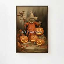 1 件/3 件墙面艺术海报可选框架墙面装饰，房间装饰复古万圣节幽灵南瓜灯笼乡村秋季海报和印刷品帆布印刷墙面艺术画用于客厅装饰 - 彩色 - 查看 17