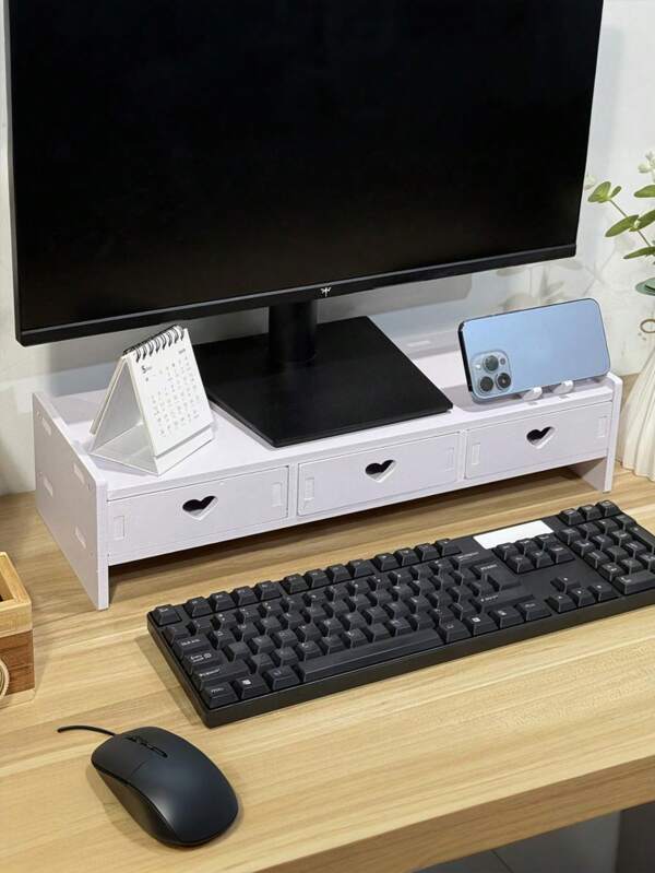 1 pieza Estante elevador de monitor de escritorio, organizador de escritorio de oficina para pantalla de computadora