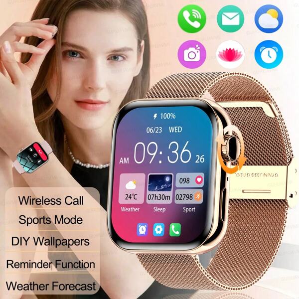 GUHUAVMI GUHUAVMI 1.83-Inch (4.6cm) Display Smart Watch For Women, With Bluetooth Calling, Message Push, Voice Assistant, Weather, Remote Photography, Custom Dial, Music Control Smart Watch For Men, Multiple Sports Modes, Heart Rate Sleep Monitoring, Fitness Tracker And Women's Health Reminder Bracelet. Compatible With Android And IOS, Best Gifts