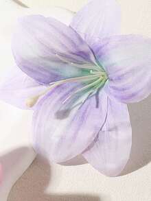 2 件波西米亚风格蓝白仿百合花优雅甜美海滩度假海边侧刘海发夹头饰、发饰、夏季配饰、爪夹、发夹、发夹、发夹 - 2PCS紫白 - 查看 2