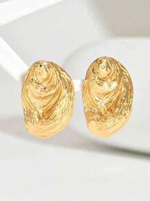1 par de pendientes de tachuela geométricos asimétricos de metal exagerados para mujeres, adecuados para uso diario con varios tipos de pendientes