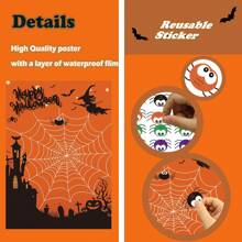 万圣节派对游戏 - 固定蜘蛛网万圣节派对游戏活动用 24 张蜘蛛贴纸固定尾巴，用于万圣节派对用品课堂游戏 - 彩色 - 查看 3