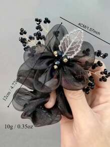 2 pezzi/1 pezzo Accessori per capelli da donna in pizzo e fiori, design elegante con applicazioni in rete e cristalli, elastici ornamentali adatti per feste, vacanze e uso quotidiano, compatibili con vari stili di capelli, utilizzabili in tutte le stagioni, scrunchies, elastici per capelli, accessori per capelli, fermacode, fasce elastiche per capelli, pastiglie per capelli