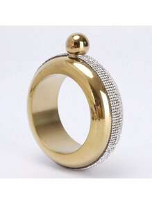 1 Stück Edelstahl Armband Flasche in Silber/Gold/bunt mit Strass, 3,5oz rund eloxiert, luxuriöses Modeschmuck Alkohol Fläschchen, geeignet für verschiedene Spirituosen & nicht-saure Flüssigkeiten, für Outdoor, Camping, Geschenk für Väter