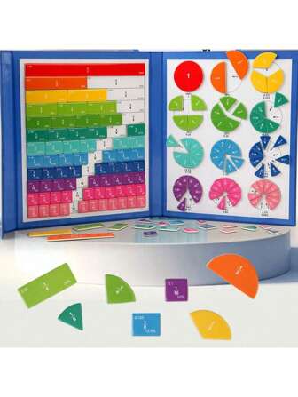 Rompecabezas educativo magnético de fracciones, baldosas magnéticas de fracciones y círculos de fracciones, material manipulativo educativo para escuela primaria, demostradores de disco de puntuación, material manipulativo para fracciones matemáticas educativas